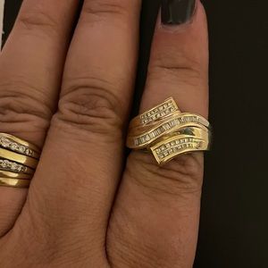 1/2 ctw princess baguette two tone ring size 9